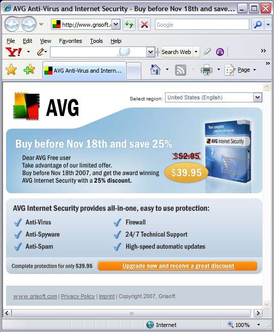 AVG upgrade website