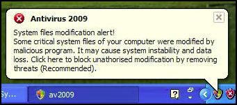 AntiVirus 2009 system tray alert