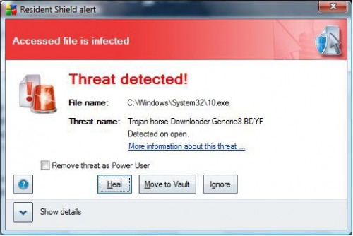 AVG Resident Shield alert - single file