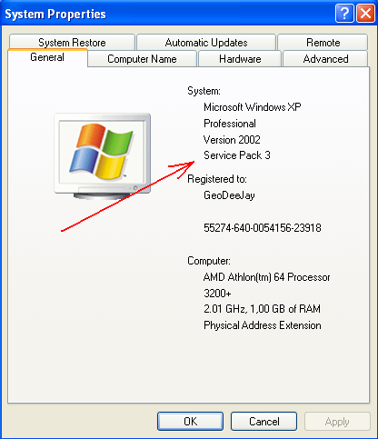 Windows XP System Properties