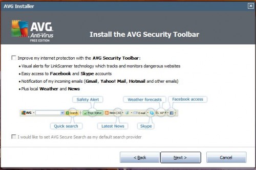 AVG Security toolbar install prmopt