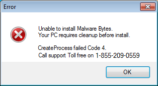 Phony error message