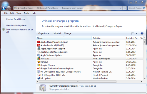AVG Protection - Change or Uninstall